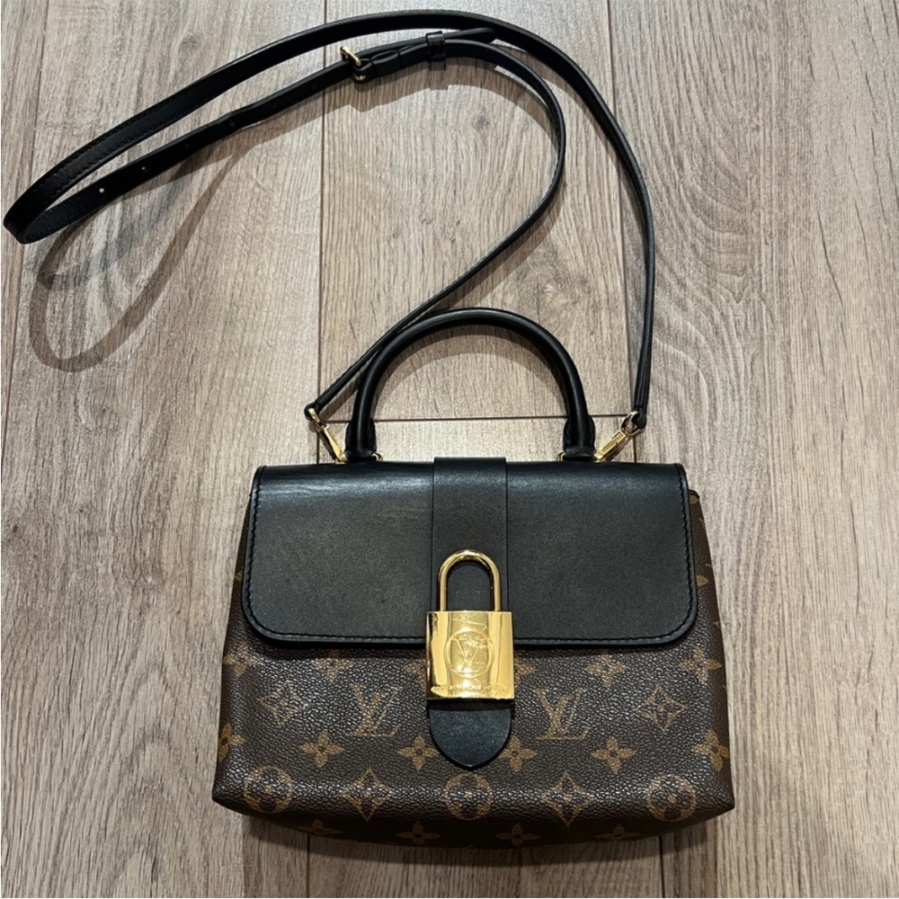 Louis Vuitton LV Designer Black Leather Monogram Locky Handbag Bag Purse